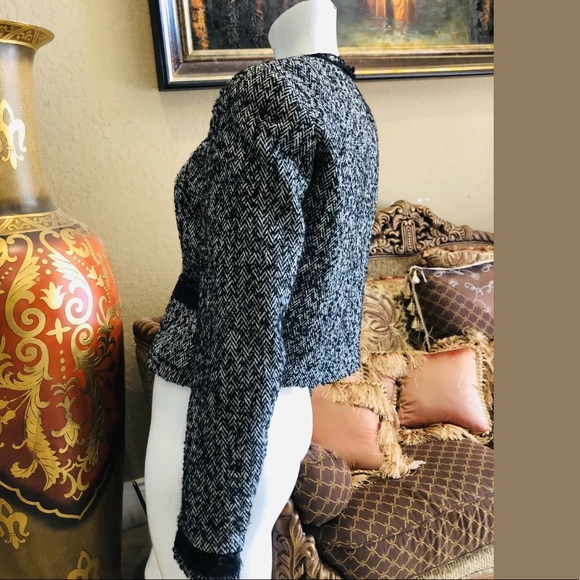 Sinequanone Black Wool Sequin Trim Tweed Jacket 4 - Picture 5 of 8